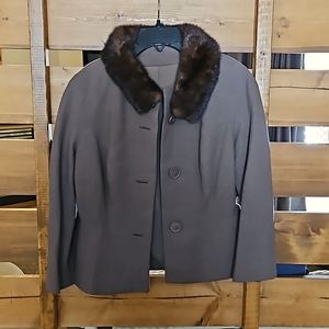 Ladies Vintage Fur Trim Crop Jacket